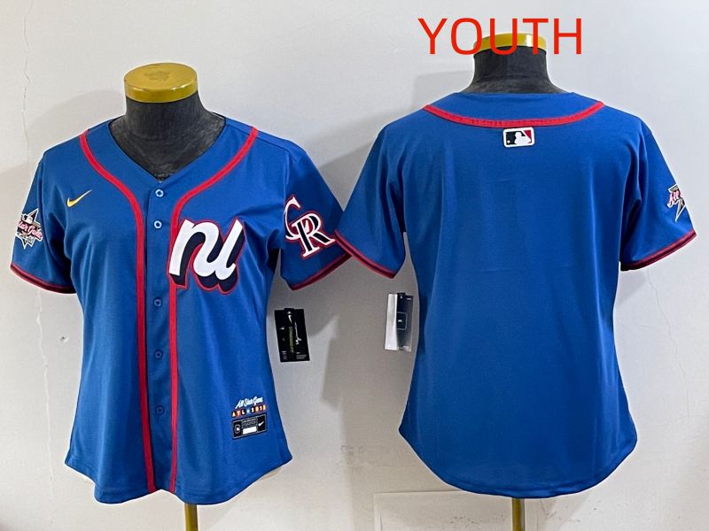 Youth 2025 Colorado Rockies Blank Blue All star Nike MLB Jersey style 01->youth mlb jersey->Youth Jersey